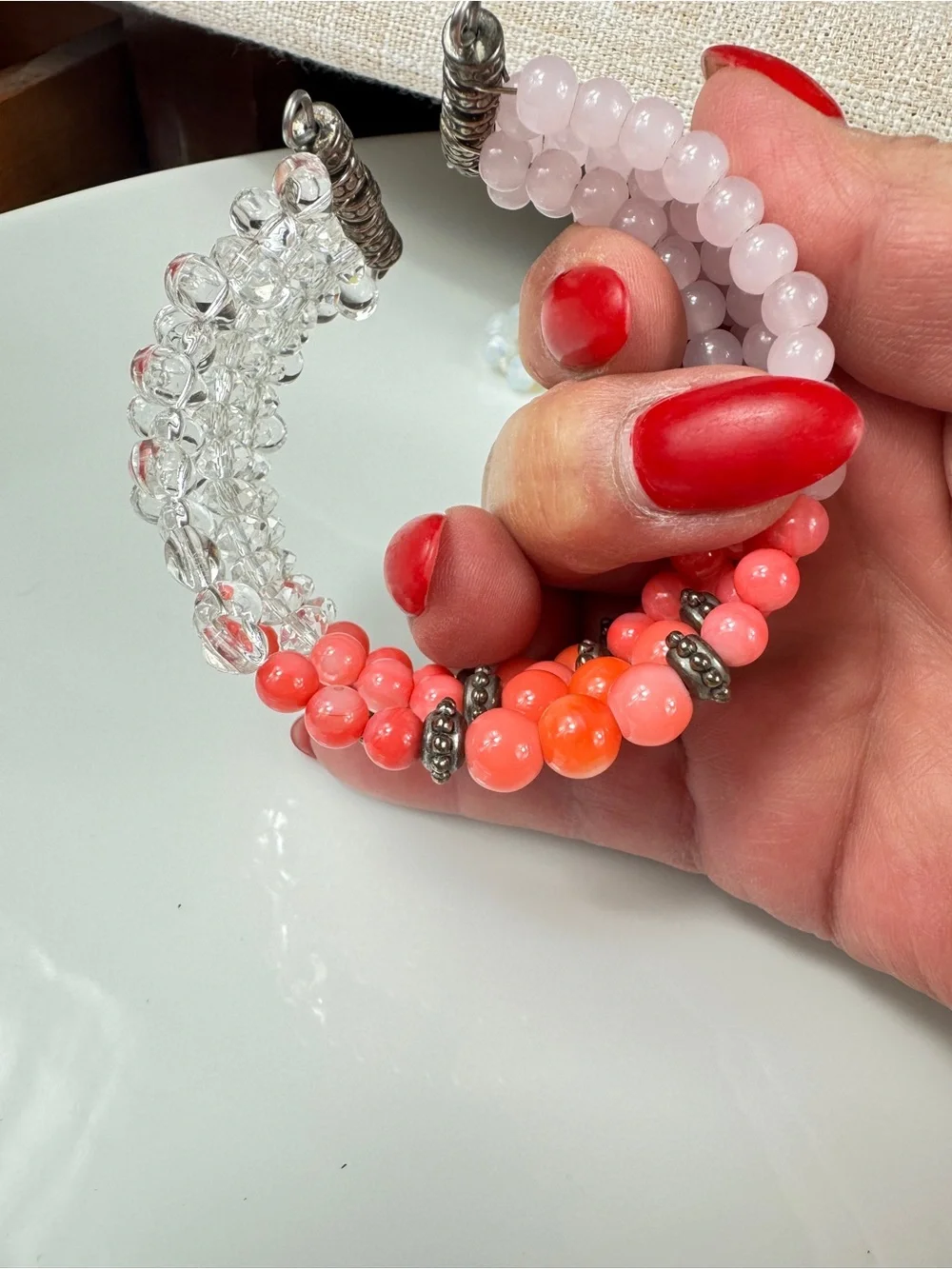 Silver Stack Glass Beads Bracelet